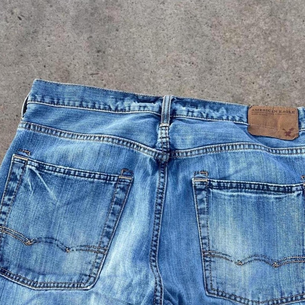 Vintage American Eagle Low Loose Baggy Denim Jeans Blue Y2K Skater Mens 34x32 - Picture 3 of 7